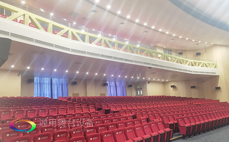 廣州雅源學(xué)校舞臺阻燃幕布、舞臺座椅、舞臺燈光、舞臺音響效果展示
